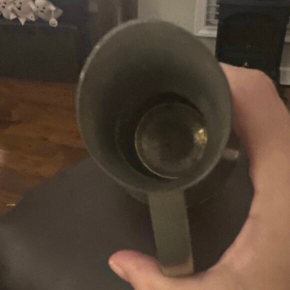 VINTAGE Norsk Tinn PEWTER Metal Pitcher Jug VASE Scrollwork 9.5 “ w/handle READ - Picture 5 of 7